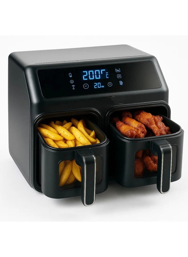 Minda Double Basket Air Fryer 9L 4.5L + 4.5L Digital Touch Oil-Free Hot Air Fryer with Visual Window & Automatic Mixing Dual Zone Multi-Function Roast Bake Grill Fry - Image 1